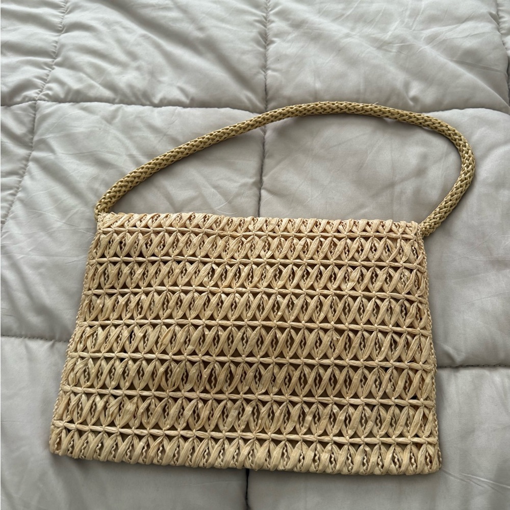 Woven Mini Shoulder Bag in Natural Straw - Picture 2 of 5